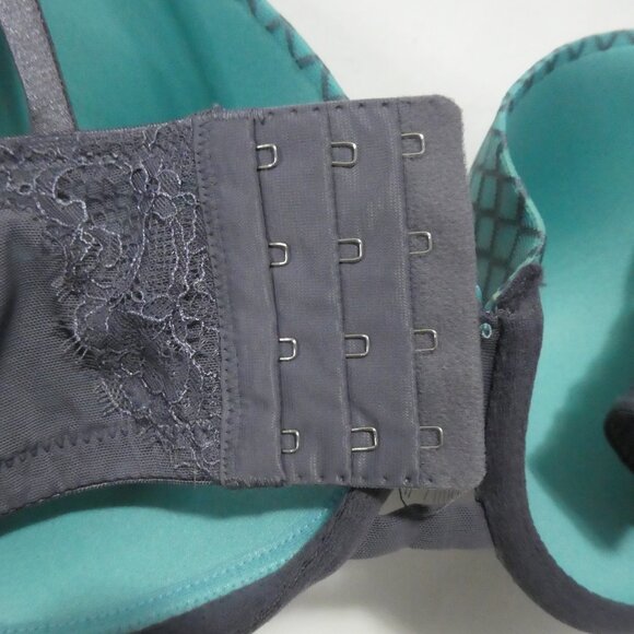 AG - ASHLEY GRAHAM | 40 DDD | Grey Lace Turquoise Overlay Bra | Wired - Picture 9 of 10